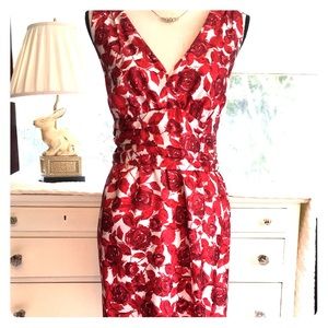 SILK RED AND WHITE DRESS.